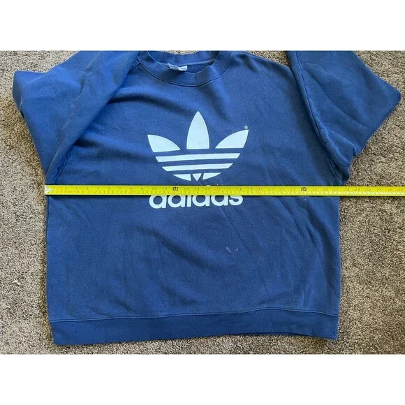 Adidas Fleece Lined Crewneck Long Sleeve Pullover Navy Blue Sweatshirt - Size XL - Picture 5 of 6